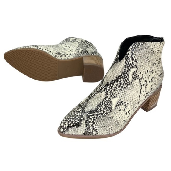 Aqua Bloomingdales Emily Natural Snake Print Leather Waterproof Ankle Boots - Picture 3 of 4